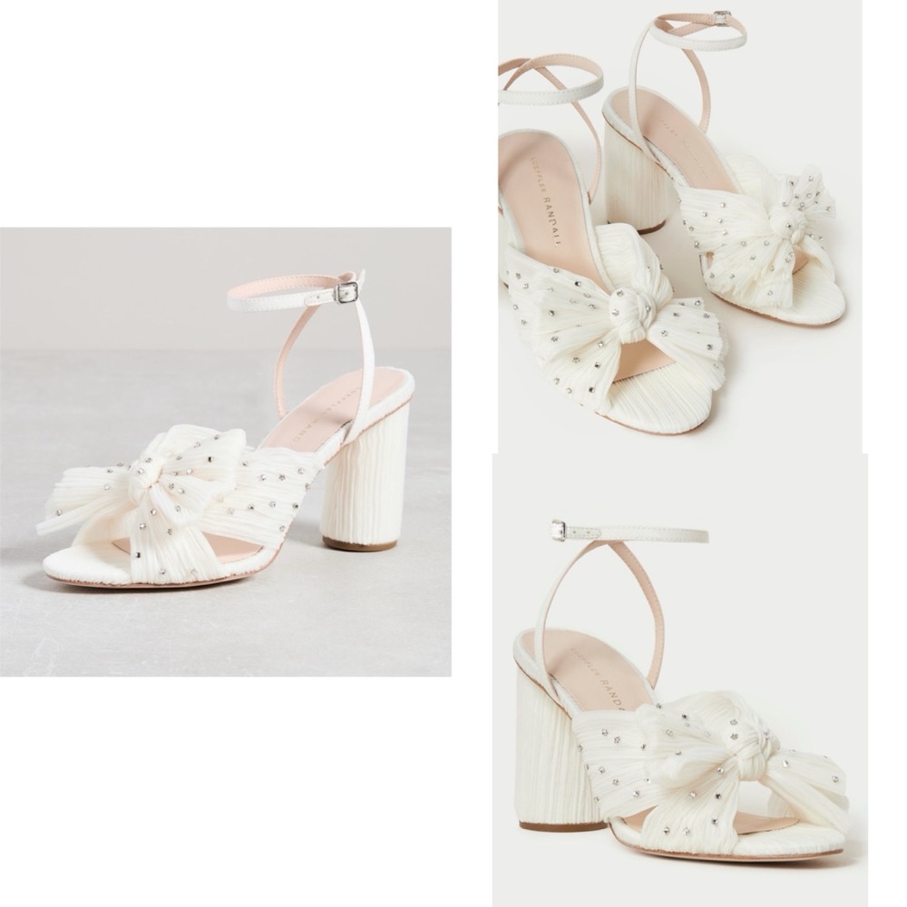 Loeffler Randall Camellia Pleated Knot Rhinestone Heeled Sandal Size 10 (NWB)